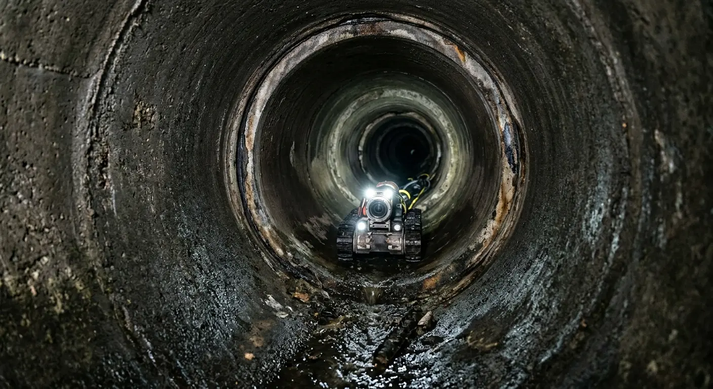 Robotic sewer camera inspecting pipe interior for Drain Snake Service in Rancho Palos Verdes